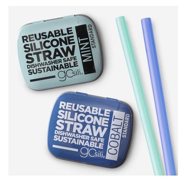 NWT never opened TWO (1 Cobalt 1 Mint) silicone reusable straws in small… - Picture 8 of 11